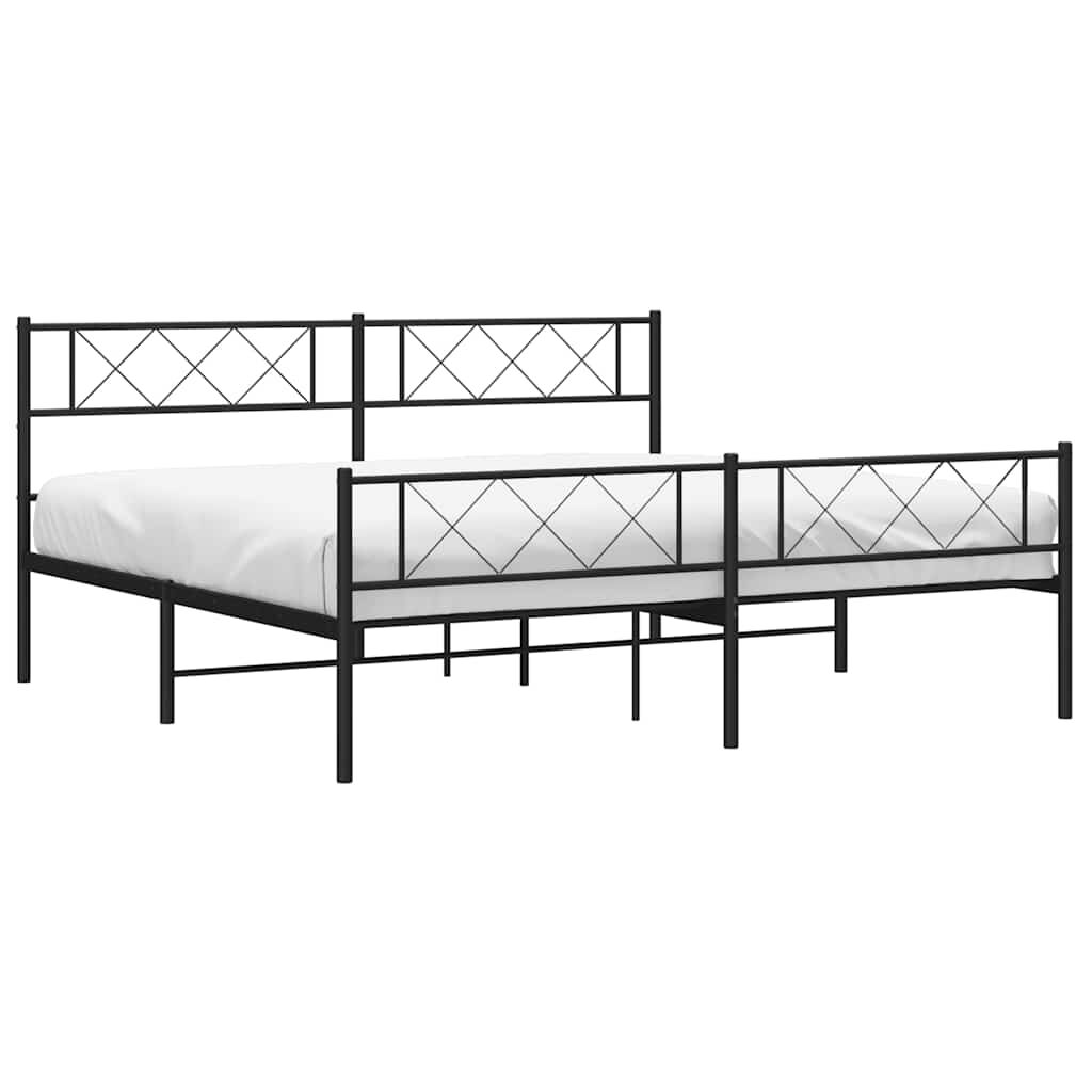 vidaXL Metal Bed Frame without Mattress with Footboard Black 183x213cm