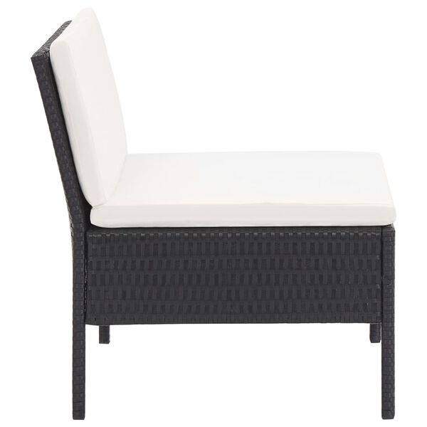 vidaXL 5 Piece Garden Sofa Set with Cushions Poly Rattan Black