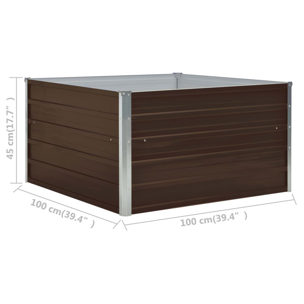 vidaXL Raised Garden Bed 100x100x45 cm Galvanised Steel Brown