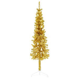 vidaXL Slim Artificial Half Christmas Tree with Stand Gold 120 cm