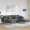 Fabric Sofa with Cushion 3 pcs Dark Grey 208 cm Fabric