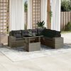 vidaXL 7 Piece Garden Sofa Set with Cushions Grey Poly Rattan