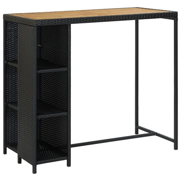 vidaXL 5 Piece Garden Bar Set with Cushions Poly Rattan Black