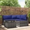 vidaXL 4 Piece Garden Lounge Set with Cushions Grey Poly Rattan