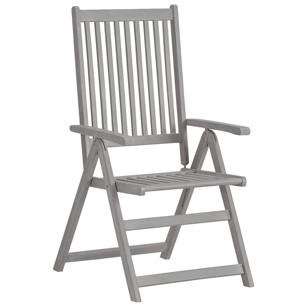 vidaXL Garden Reclining Chairs 2 pcs Grey Solid Acacia Wood
