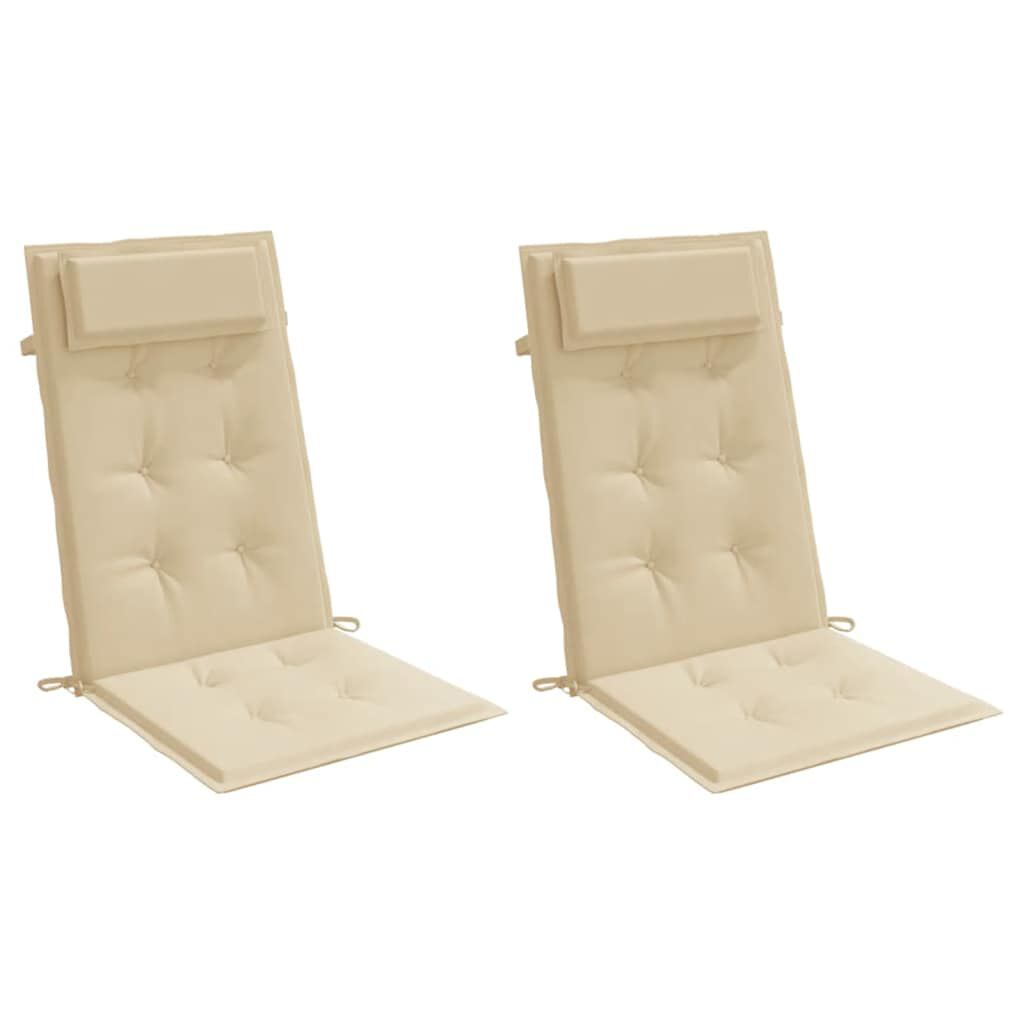 vidaXL Highback Chair Cushions 2 pcs Beige Oxford Fabric