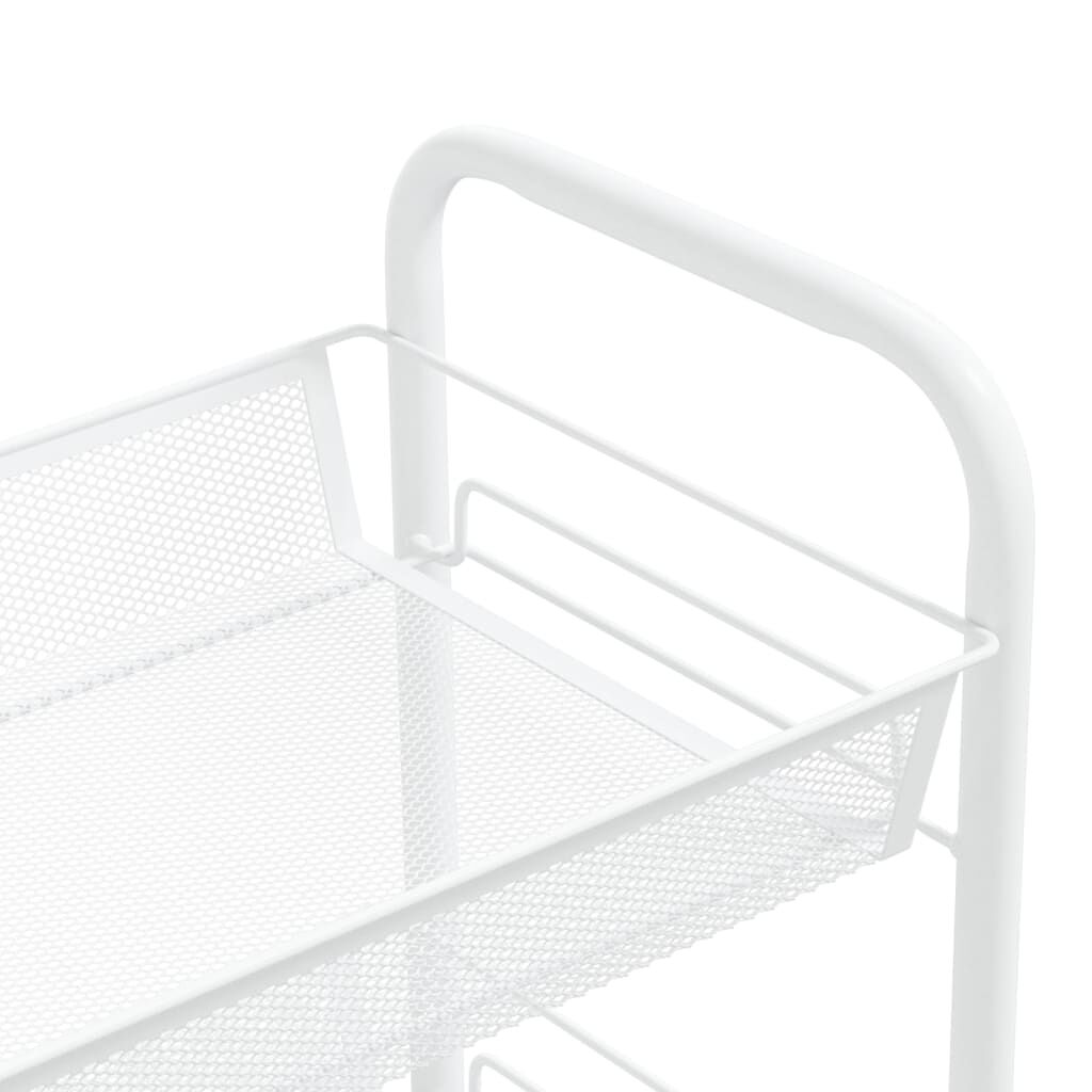 vidaXL 3-Tier Kitchen Trolley White 46x26x64 cm Iron