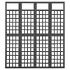 vidaXL 4-Panel Room Divider/Trellis Solid Fir Wood Black 161x180 cm
