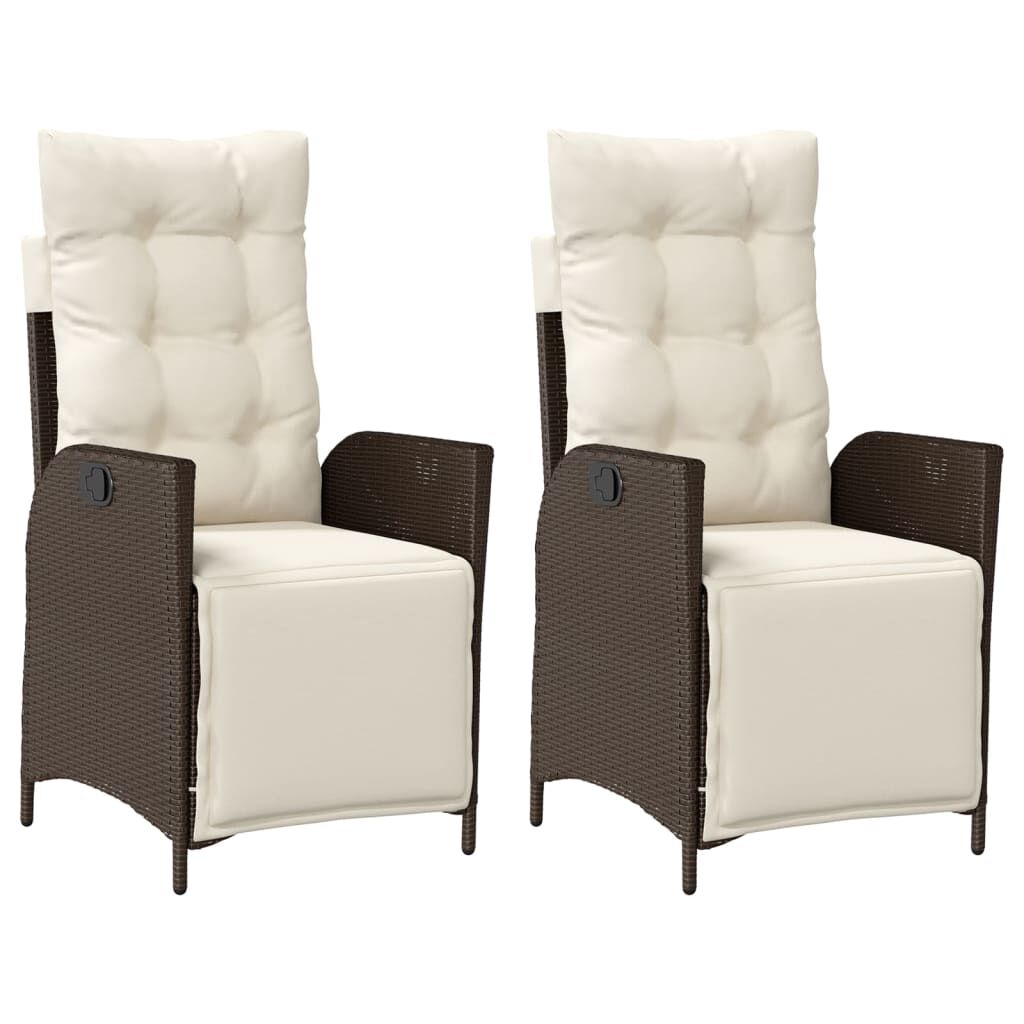 vidaXL Reclining Garden Chairs 2 pcs with Footrest Brown Poly Rattan