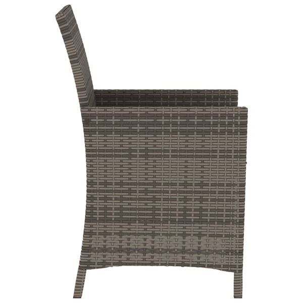 vidaXL 3 Piece Bistro Set with Cushions Grey Poly Rattan
