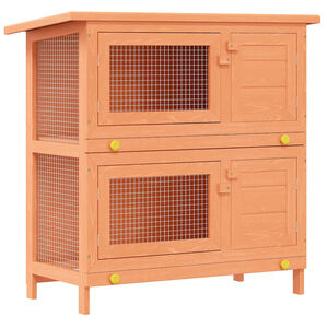 vidaXL Outdoor Rabbit Hutch Small Animal House Pet Cage 4 Doors Wood