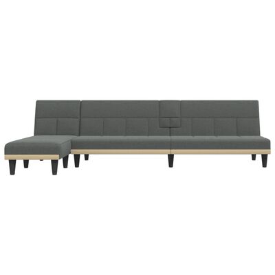 vidaXL L-shaped Sofa Bed Dark Grey 255x140x70 cm Fabric