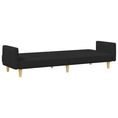 vidaXL 2-Seater Sofa Bed with Footstool Black Fabric