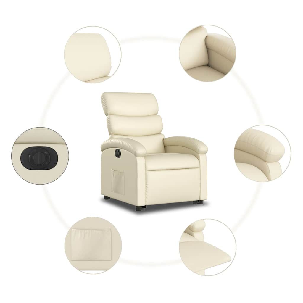 vidaXL Electric Stand up Recliner Chair Cream Faux Leather