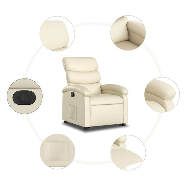 vidaXL Electric Stand up Recliner Chair Cream Faux Leather
