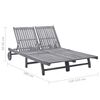 vidaXL 2-Person Garden Sun Lounger with Cushion Grey Solid Acacia Wood