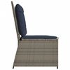 vidaXL Reclining Garden Bench with Cushions Grey Poly Rattan