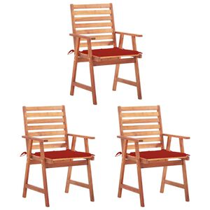 vidaXL Outdoor Dining Chairs 3 pcs with Cushions Solid Acacia Wood