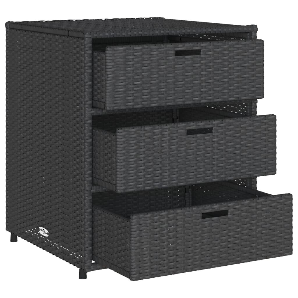 vidaXL Garden Storage Cabinet Black 55x59x69 cm Poly Rattan