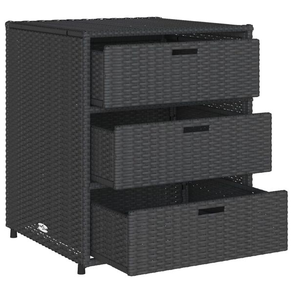 vidaXL Garden Storage Cabinet Black 55x59x69 cm Poly Rattan