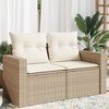 vidaXL Garden Sofa with Cushions 2-Seater Beige Poly Rattan