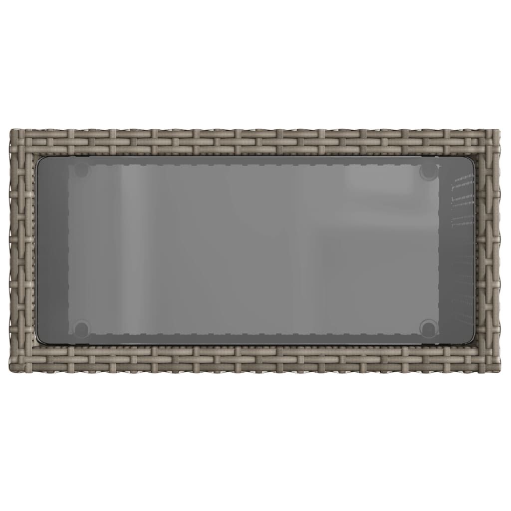 vidaXL Garden Side Table with Glass Top Grey 58x27.5x55 cm Poly Rattan