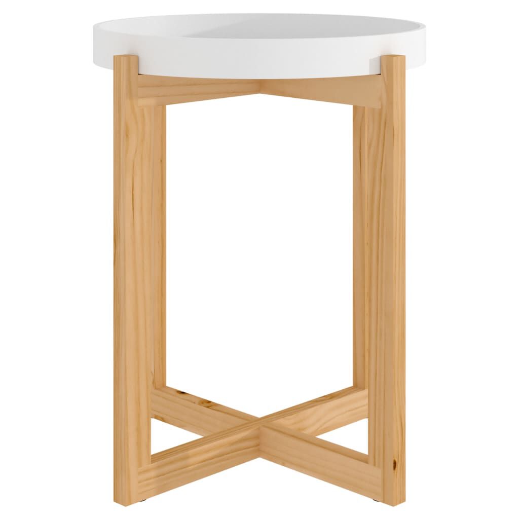 vidaXL Coffee Table White 41x41x48.5cm Engineered Wood&Solid Wood Pine
