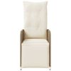 vidaXL Reclining Garden Chair with Cushions Beige Poly Rattan