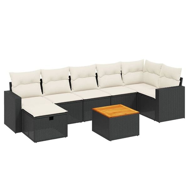 vidaXL 8 Piece Garden Sofa Set with Cushions Black Poly Rattan