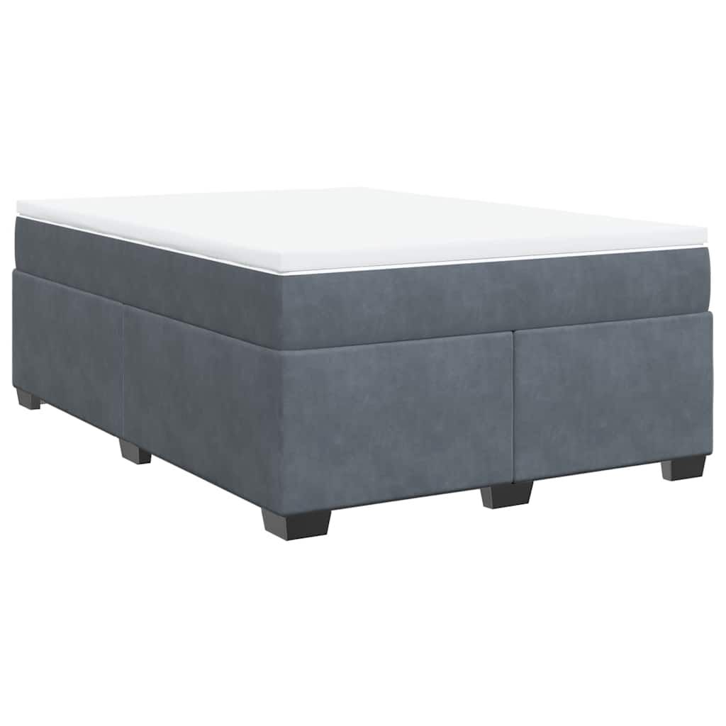 vidaXL Box Spring Bed with Mattress Light Grey Queen Velvet