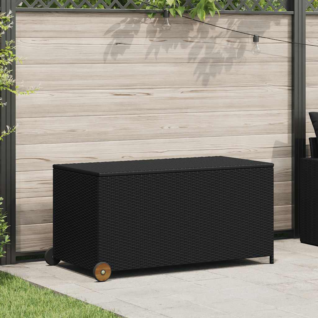 vidaXL Garden Storage Box Black 120x65x61 cm Poly Rattan