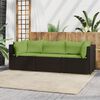 vidaXL 3 Piece Garden Lounge Set with Cushions Brown Poly Rattan