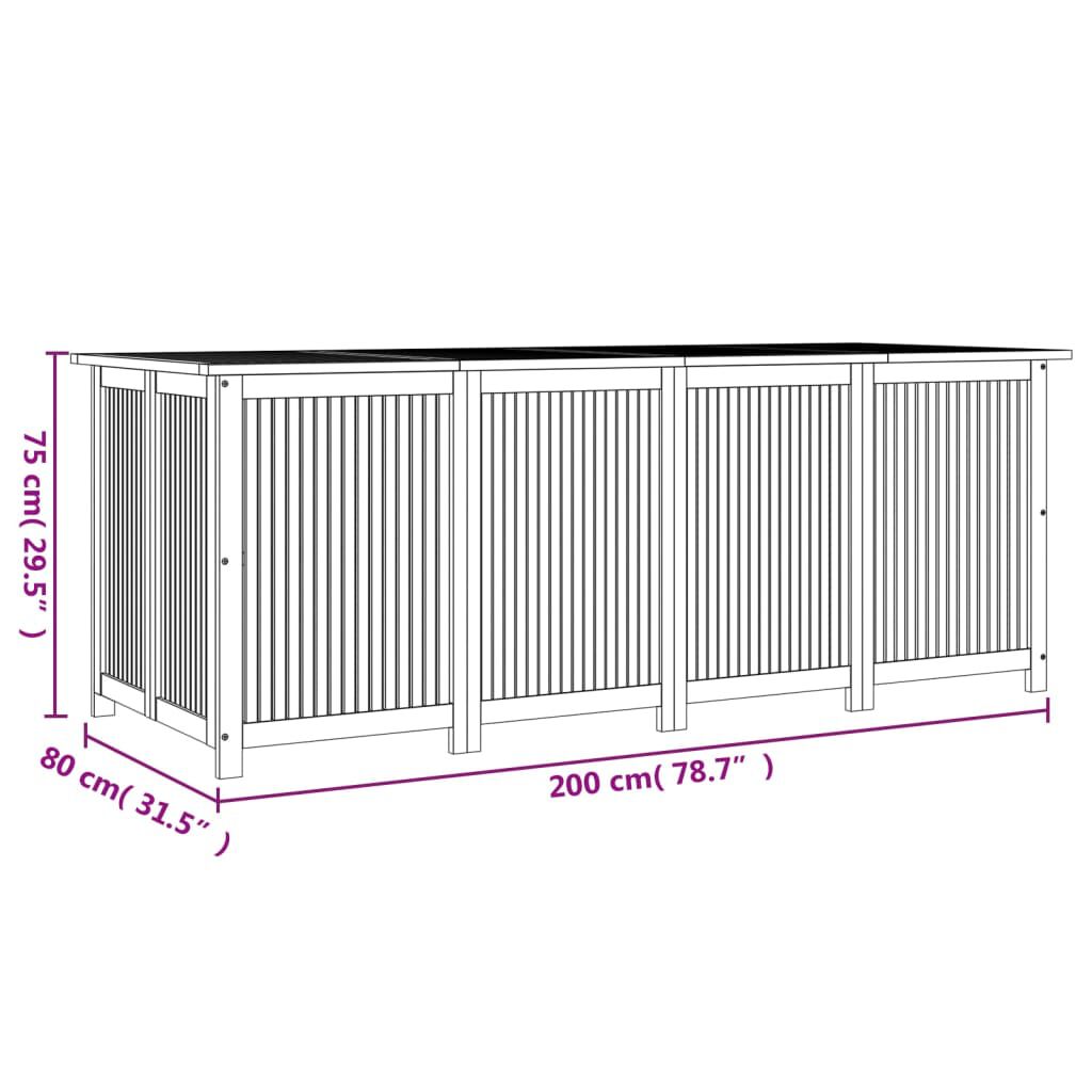 vidaXL Garden Storage Box 200x80x75 cm Solid Wood Acacia
