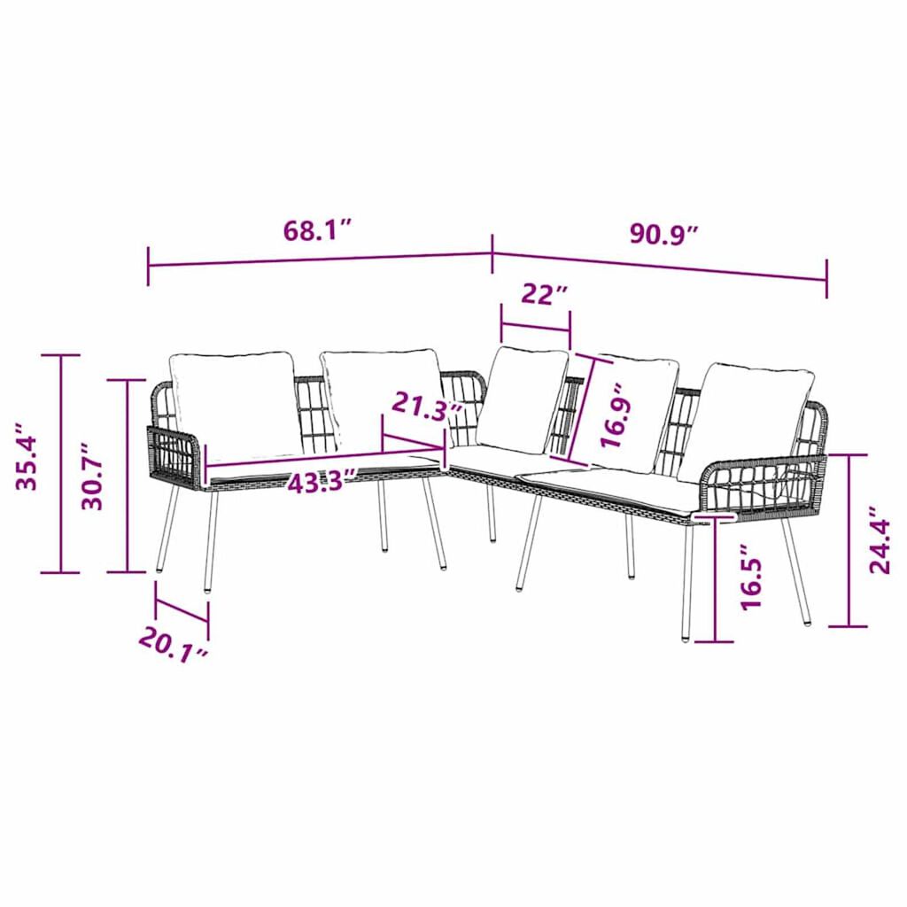 vidaXL Sofa with Cushion Brown x x Metal