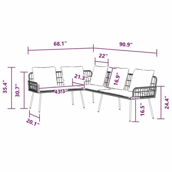 vidaXL Sofa with Cushion Brown x x Metal