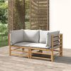 vidaXL Garden Corner Sofas with Light Grey Cushions 2 pcs Bamboo