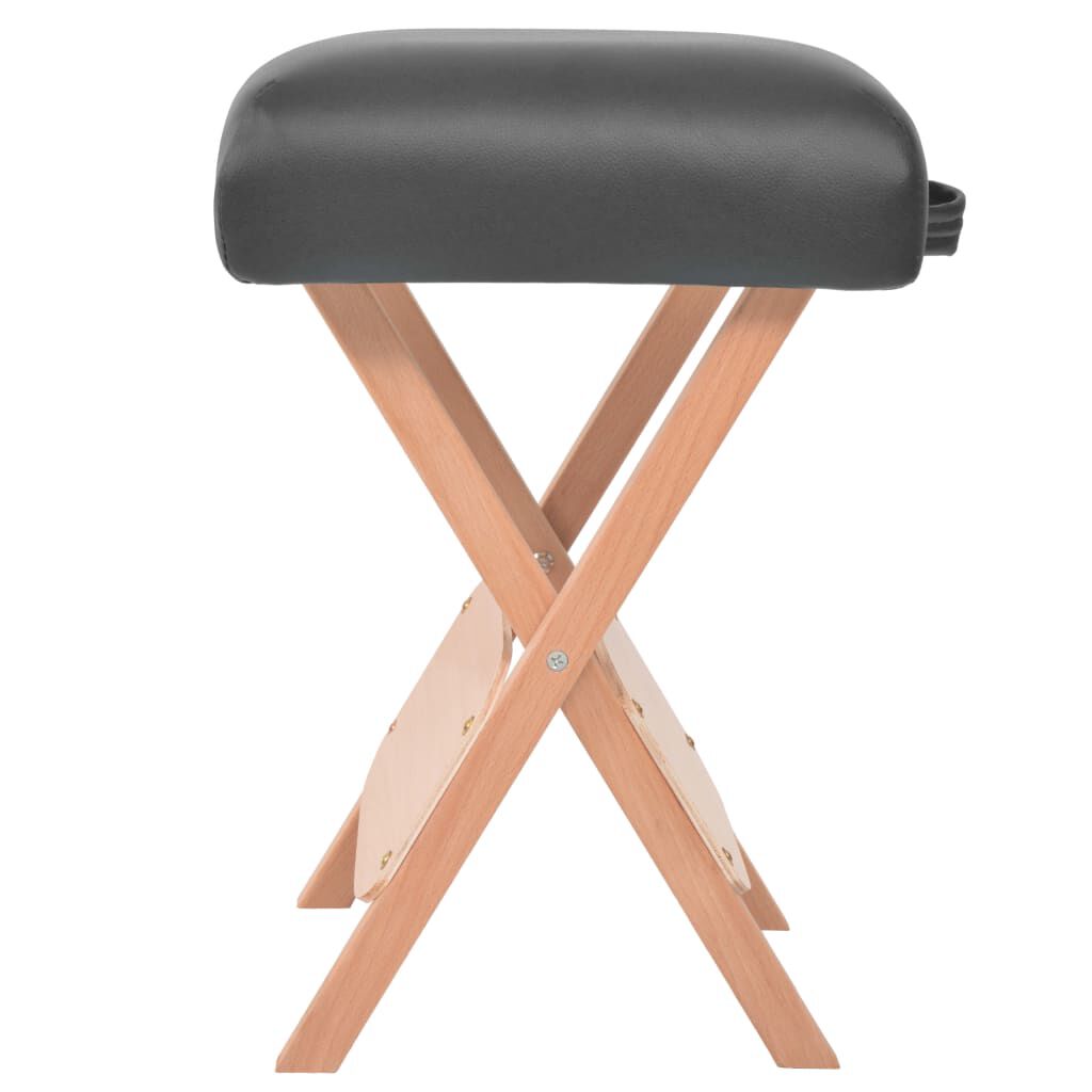 vidaXL 3-Zone Folding Massage Table and Stool Set 10 cm Thick Black