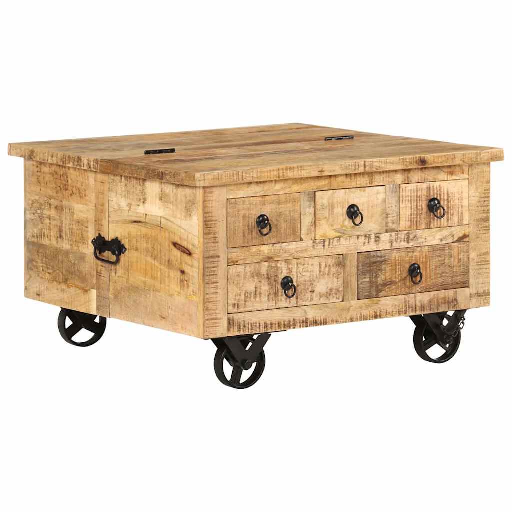 vidaXL Coffee Table Rough Mango Wood 70x70x40 cm