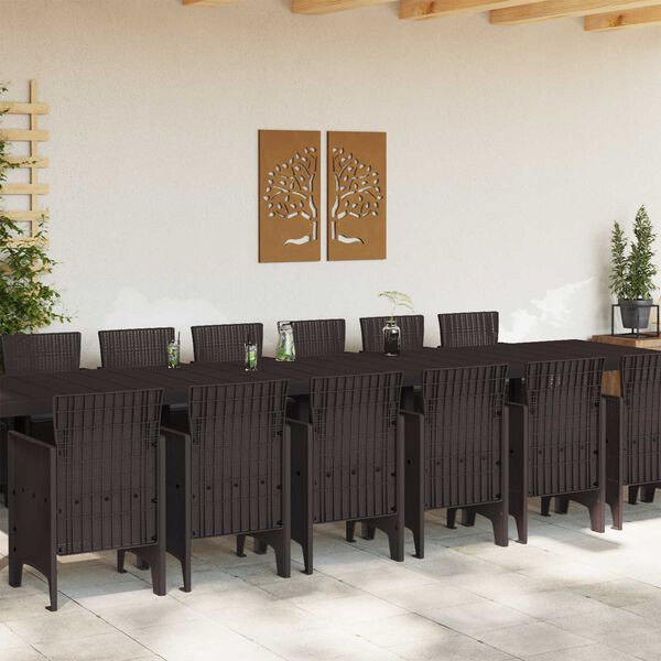 vidaXL Garden Dining Set with Cushions with Cushion 15 pcs Brown PP