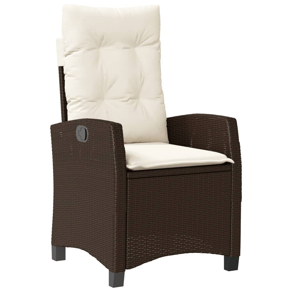 vidaXL 3 Piece Bistro Set with Cushions Brown Poly Rattan