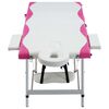 vidaXL 3-Zone Foldable Massage Table Aluminium White and Pink