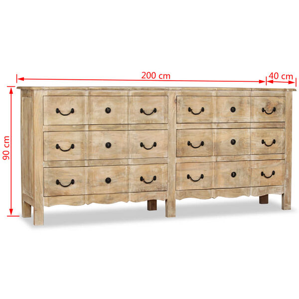 vidaXL Sideboard Solid Mango Wood 200x40x90 cm