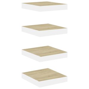 vidaXL Floating Wall Shelves 4 pcs Oak and White 23x23.5x3.8 cm MDF