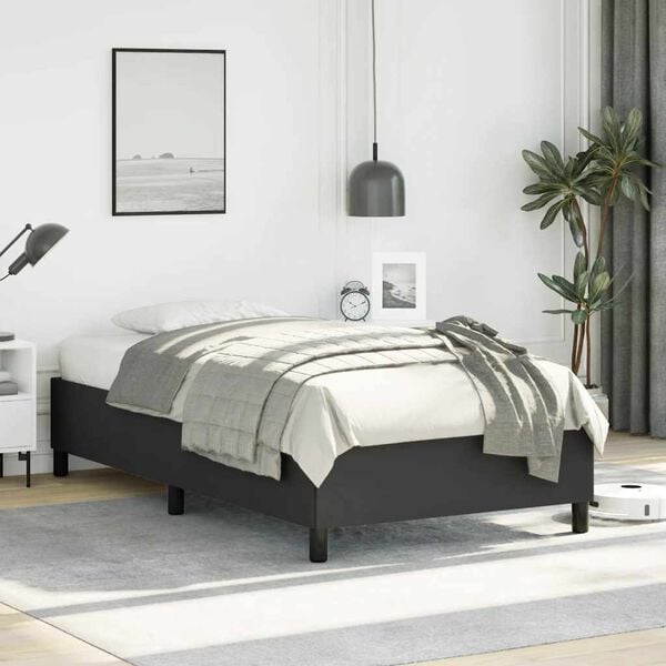 vidaXL Bed Frame without Mattress Black 100x190 cm Twin Faux Leather