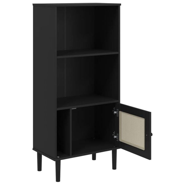vidaXL Bookcase SENJA Rattan Look Black 60x35x130 cm Solid Wood Pine
