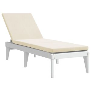 vidaXL Sun Lounger with Cushion White 186x60x29 cm PP