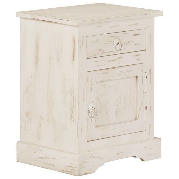 vidaXL Bedside Cabinet White 40x30x50 cm Solid Mango Wood
