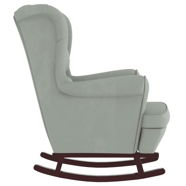 vidaXL Rocking Chair Wingback Light Grey Velvet and Solid Wood