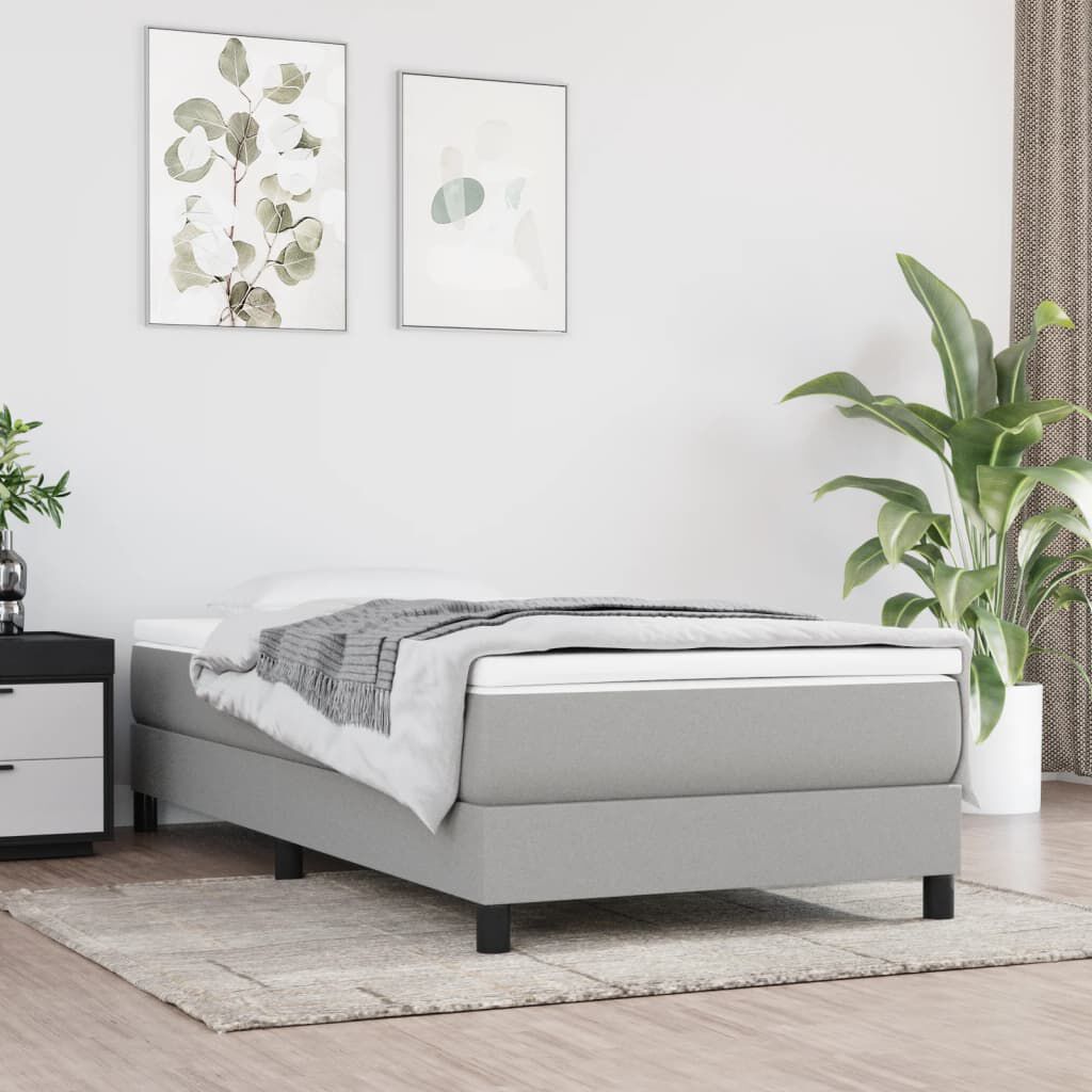 vidaXL Box Spring Bed with Mattress Light Grey 100x203 cm Twin XL Fabric