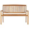 vidaXL Stacking Garden Bench with Cushion 128.5 cm Solid Teak Wood